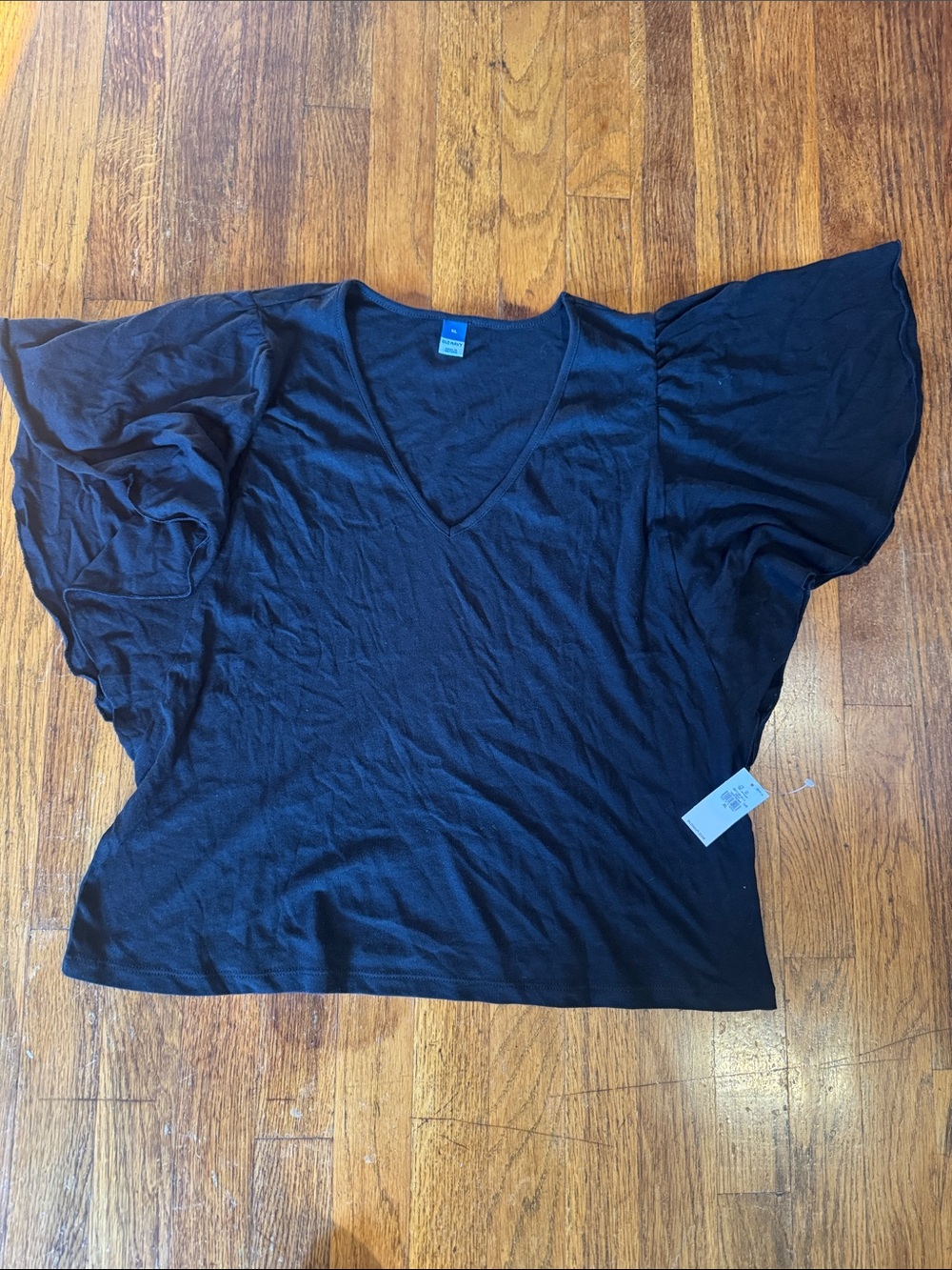 Old Navy Black V-Neck Flutter Sleeve Tunic Top